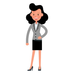 women set pose in gray suits clothes