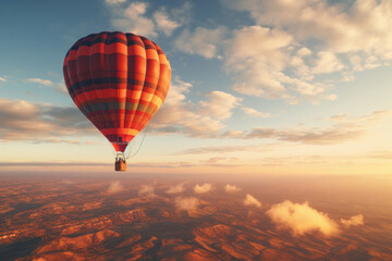 Adventure in the clouds Hot air balloon ride over mountain scenes captures the outdoor sport and scenic wonders. AI Generative journey aloft!