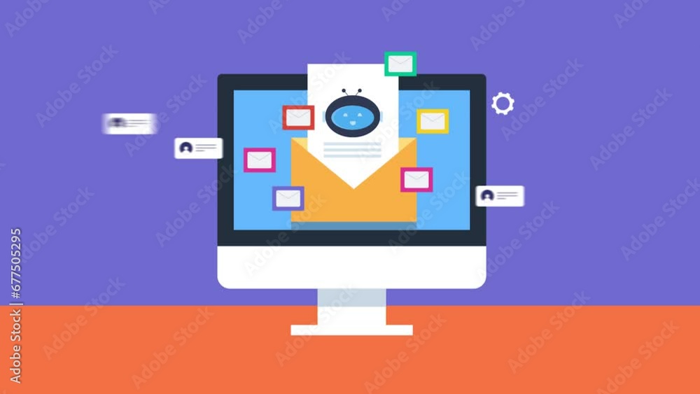 Poster ai business assistant writing and sending email to people, marketing automation artificial intellige