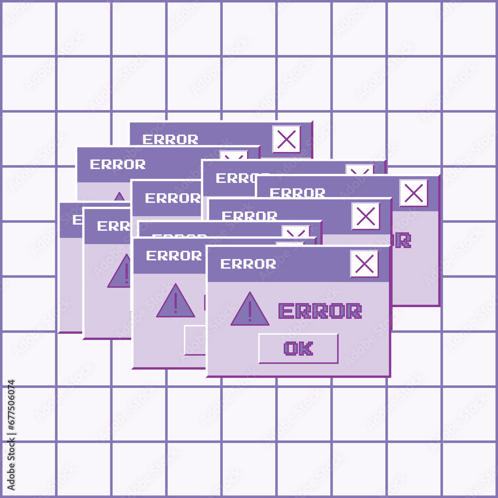 Poster retro computer window with error message. old computer aesthetic from the 90s, 00s. vector illustrat
