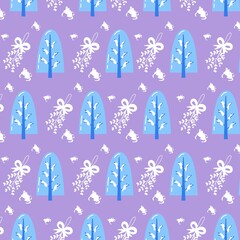 Seamless Violet Winter Digital Paper Pattern