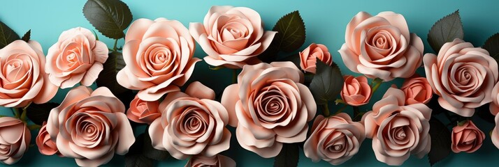 Pattern Roses Rose Leaves On Turquoise , Banner Image For Website, Background Pattern Seamless, Desktop Wallpaper