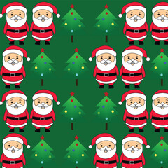 seamless pattern Christmas cute santa claus and tree