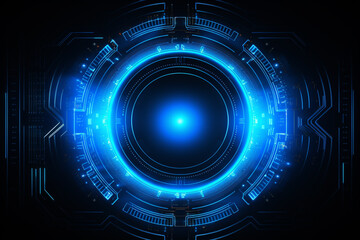 Obraz na płótnie Canvas abstract ai technology, security, network background, digital background, circle ring, square line, neon circuit, blue neon