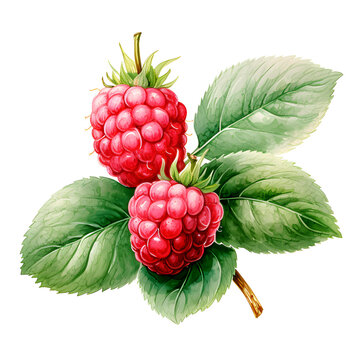 Raspberry, Fruits, Watercolor illustrations