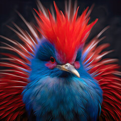 Fototapeta premium Beautiful little red and blue bird