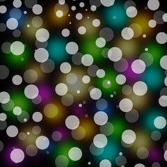 White Blur Circle With Bokeh colorful Lights Background.