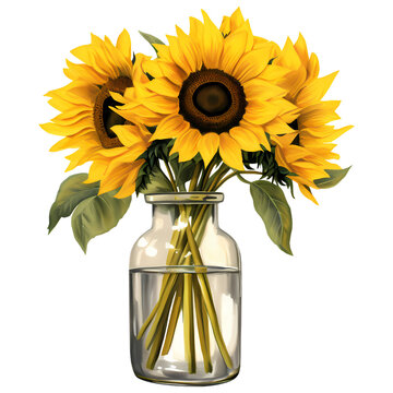 sunflower in a glass jar