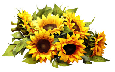 Sunflower Arrangement On Isolated Background - Powered by Adobe