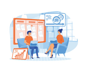Scrum framework Software development methodology Process diagram Labeled agile software development scheme. flat vector modern illustration 