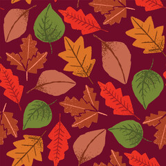 Obraz premium Autumn foliage leaves vector repeat pattern