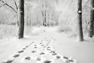 Snowy Footprints: Follow the trails of footprints left in the snow to tell a story or evoke a sense of mystery. - Generative AI