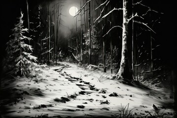 Snowy Footprints: Follow the trails of footprints left in the snow to tell a story or evoke a sense of mystery. - Generative AI