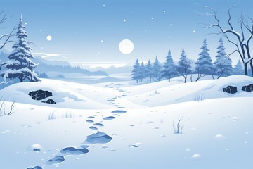 Fototapeta na wymiar Snowy Footprints: Follow the trails of footprints left in the snow to tell a story or evoke a sense of mystery. - Generative AI