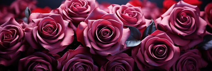 Roses Plum Red Color Horizontal Seamless , Banner Image For Website, Background Pattern Seamless, Desktop Wallpaper