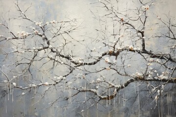 Snowy Textures: Highlight the tactile and textural aspects of snow, like the way it clings to branches or forms drifts. - Generative AI