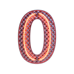 Alphabet. Retro neon 3d number isolated on a transparent background. 3d illustration. png.	