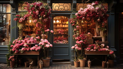front of selling flowers shop.