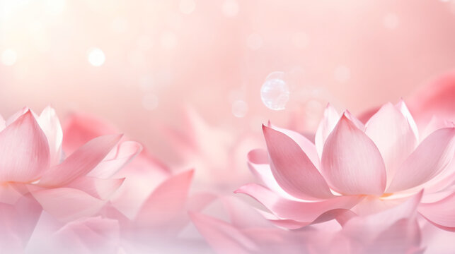 Pink lotus petals on abstract blur background