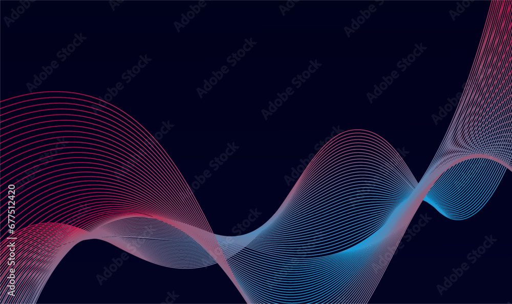 Aufkleber abstract dark blue minimal vector background. long banner business template with dynamic wavy gradie