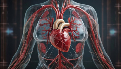 3D Visualization of the Heart Illustrating the Complex Anatomy of Vital Organs Generative AI