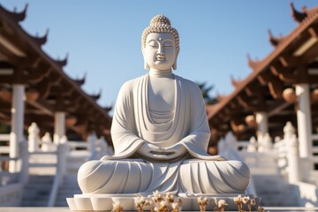 Fototapeta premium Buddha statue meditating. Statue of Buddha in the pose banning relatives