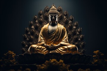 Fototapeta premium Buddha statue meditating. Statue of Buddha in the pose banning relatives
