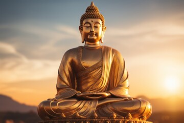 Fototapeta premium Buddha statue meditating. Statue of Buddha in the pose banning relatives