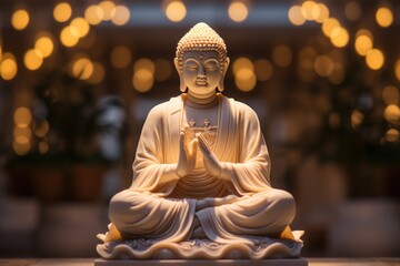 Fototapeta premium Buddha statue meditating. Statue of Buddha in the pose banning relatives