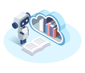 Vector isometric illustration of Artificial intelligence AI robot