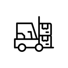 Forklift delivery delivery services icon with black outline style. delivery, transport, warehouse, transportation, truck, distribution, shipping. Vector Illustration