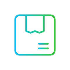 Box delivery services icon with blue and green gradient outline style. box, package, empty, carton, cardboard, set, open. Vector Illustration