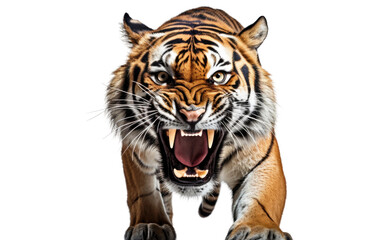 Ferocious Tiger Close-Up On Transparent Background