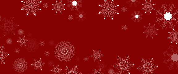 Naklejka na ściany i meble Red and white vector beautiful winter banner with snowflakes decoration