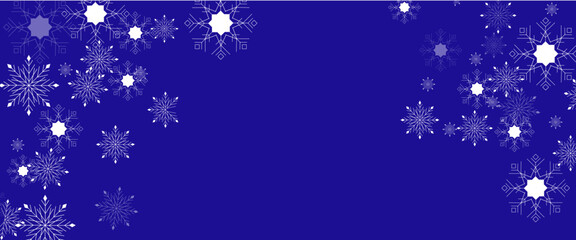 Blue and white vector gradient winter snowflakes banner