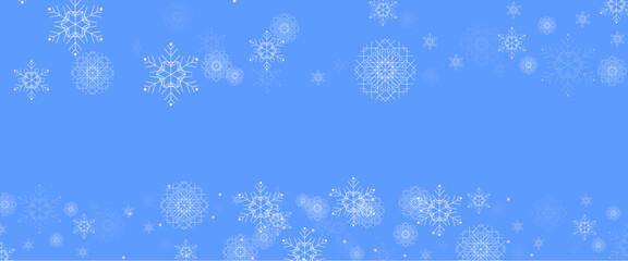 Blue and white vector winter and happy new year banners with snowflakes