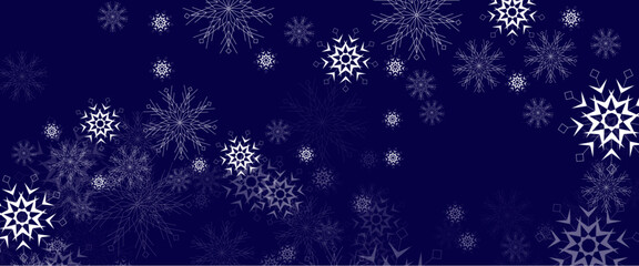 Blue and white vector snowflake banner