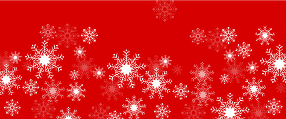 Naklejka na ściany i meble Red and white vector winter banner with decorations snowflakes