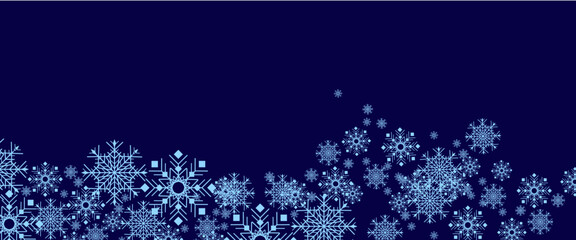 Blue and white vector banner design winter and happy new year with snowflakes