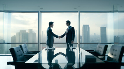 Business people shaking hands in the office, business cooperation concepts.