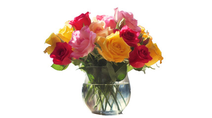 bouquet of roses in vase on table, generative ai