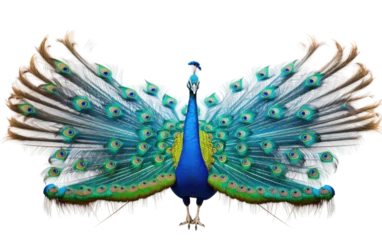 Fotobehang Majestic Peacock Display On Isolated Background © zainab