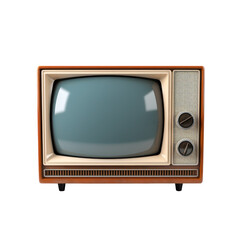 Old tv set vintage television with blank screen isolated on white transparent background, PNG