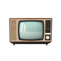 Old tv set vintage television with blank screen isolated on white transparent background, PNG