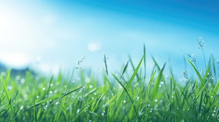 landscape grass blue morning captivating illustration sun beautiful, meadow outdoor, view tara landscape grass blue morning captivating - obrazy, fototapety, plakaty