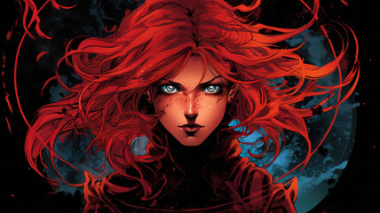 Colorful Manga Girl Portrait