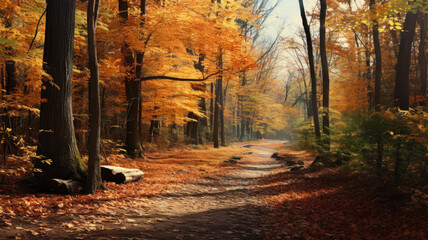 Fototapeta premium Autumn Tranquility - Fall Foliage Retreat