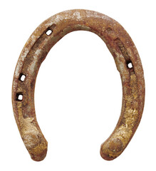 old rusty horseshoe isolated on transparent background, png clip art