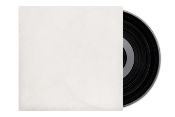Old vinyl record on white background, png