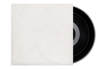 Old vinyl record on white background, png